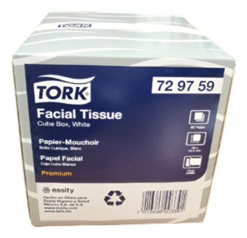 Pañuelos Faciales Tork Blancos 8 Cajas De 80 Hojas C/u