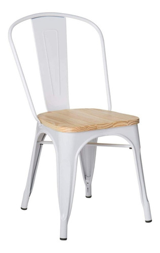 Silla Tolix Vintage Con Asiento De Madera