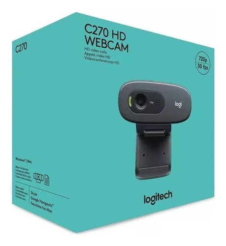 Cámara Webcam Logitech C270 Hd 720p, 30 Fps, Color Negro.