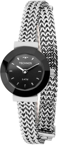 Relógio Technos Feminino Elegance Mini 5y20iq/1p Pulseira Cor Da Correia Prata Cor Do Bisel Preto Cor Do Fundo Preto