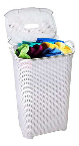 Cesto Para Roupas Roupeiro Organizador Rattan Vime 50 Litros