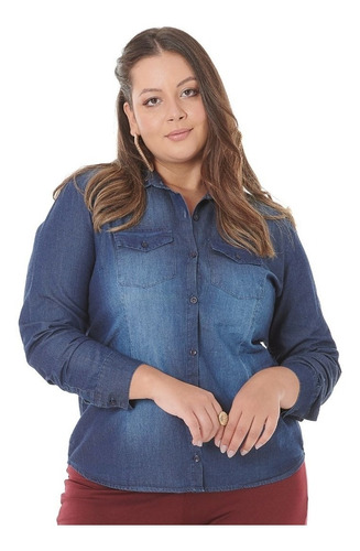 Camisete Jeans Feminino Plus Size Camisa Jeans Social 