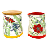 Set Azucarera Y Cremera Ceramica Diseo Floral Cocina Decorat