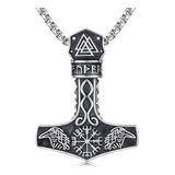 Collar Mjolnir De Plata De Ley 925, Collar Vikingo Vegvisir,