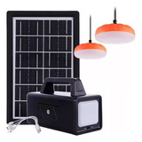Kit Painel Solar Bateria Portátil 2 Lâmpada Led Usb 11000mah