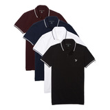 Paquete De 4 Playeras Polo De Piqué Slim Fit Flex Con Ribete