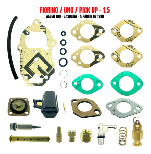 Kit Reparo Carburador Weber 190 Uno 1.5 Gasolina 1991/92/93