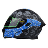 Casco Abatible Half Bandido Azul Mate Con Luz