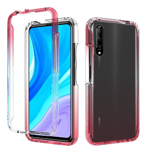 Funda 2 En 1 Rudo Para Modelos Huawei Bicolor Transparente