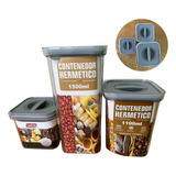 Conjunto De 3 Potes Hermetico Mantimentos Cozinha 