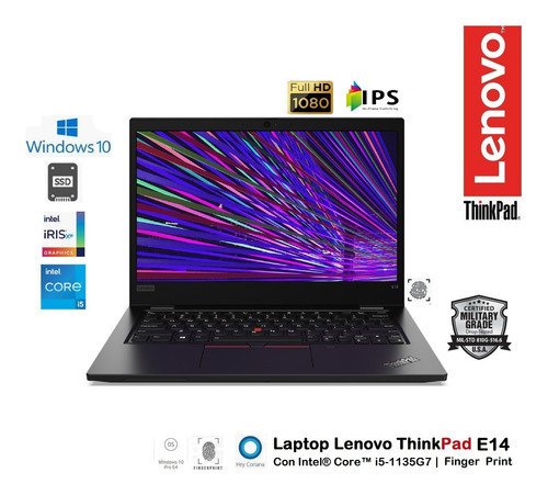 Laptop Thinkpad E14  Core I5-1135g7  16gb 256gb 14fhd W10pro