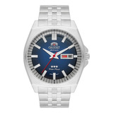 Relógio Orient Masculino Automatico Prata F49ss010 D1sx Cor Da Correia Prateado Cor Do Bisel Prateado Cor Do Fundo Azul