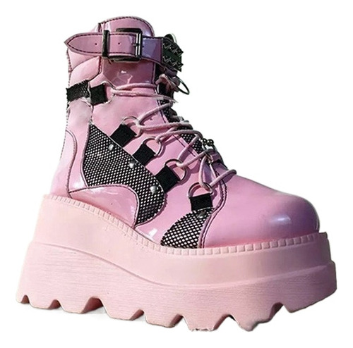 Botas De Mujer Punk De Suela Gruesa Estilo Gotico1