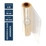 6 Rollos De Film Adherente 38x100m Pvc Comida Alimentos