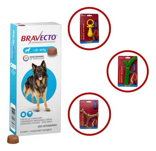 Bravecto Comprimido P/ Cães 20 A 40kg Proteção De 12 Semanas