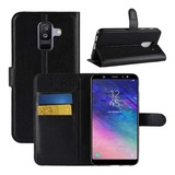 Capa Capinha Carteira Flip Couro Preto Para Galaxy J8