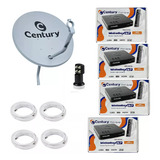 Kit Antena Parabolica 60cm C/ 4 Midiabox B5 Century Ku 5g