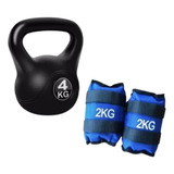 Pesa Rusa Kettlebell 4kg + Pesas Tobilleras De 2kg C/u