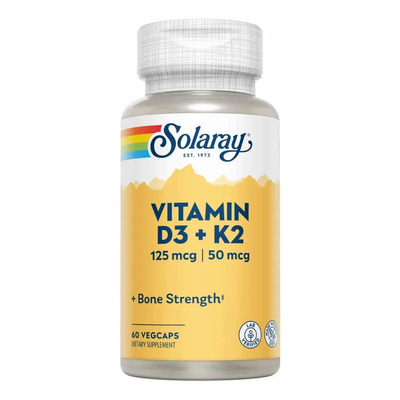Solaray Vitamina D3 + K2 (60 Cápsulas) 5000iu Hecho En E.u Sabor Sin sabor | Envío gratis