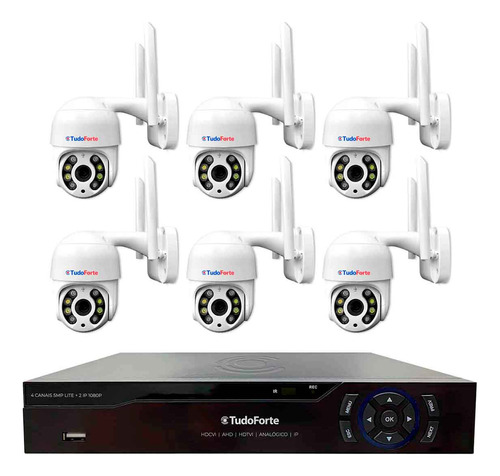 Kit 6 Câmeras Ip Wifi Speed Dome Motorizada + Dvr Tfhdx 3304