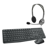 Kit Teclado Mouse Inalambrico Y Auriculares Logitech Mk 235