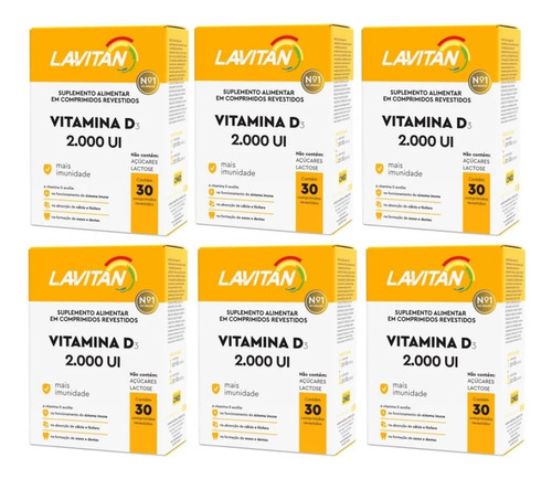 Kit Com 6 - Lavitan Vitamina D3 2.000ui Cimed Com 30 Comprim