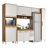 Cozinha Modulada Rosa 10 Portas 2gav Cor Castanho/off White