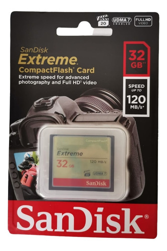 Tarjeta Memoria Extreme Compactflash Sandisk 32gb Camara Hd