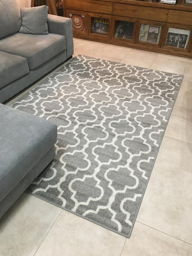 Alfombra Living Moderna Diseño Escandinavo Gris 1.60 X 2.35