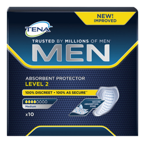 Absorvente Masculino Tena Men Level 2 10 Unidades Kit Com 3