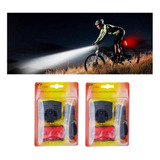 Kit 2x Iluminação Léd Farol E Lanterna Bicicleta Caminhada