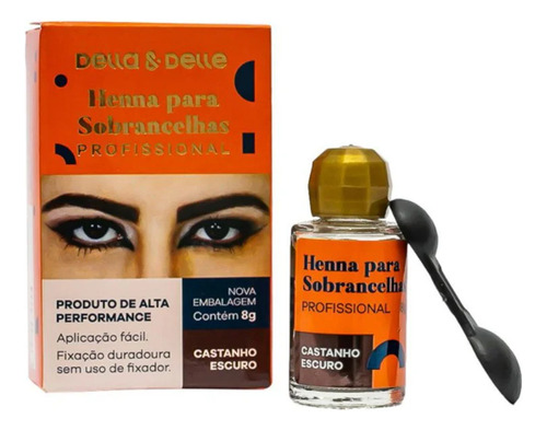 Henna Para Sobrancelhas 8g Della & Delle Cor Castanho Escuro