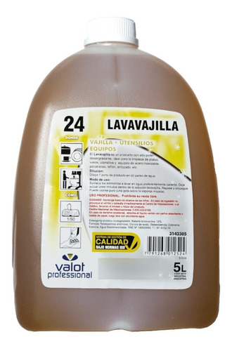 Detergente Lavavajilla Concentrado X 5lt | Valot Oficial