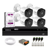 Kit 4 Cameras Intelbras, Dvr 4ch Mhdx 1204, Hd 1tb Wd Purple