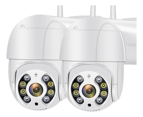 Kit 2 Câmera Ip Wifi Auto Traking Rotativa A8  Fhd Cor Branco