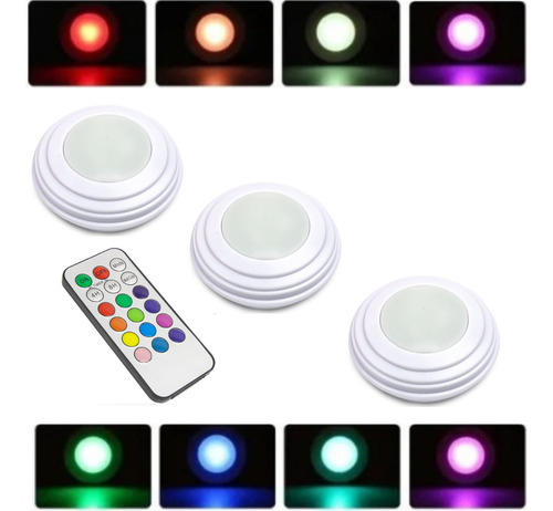 12 Luminárias Spots Lâmpadas Luzes Led Coloridas E Adesivas 