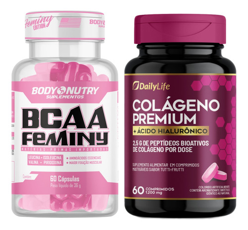 Bcaa Feminy Feminino Importado + Colageno Verisol Mastigavel