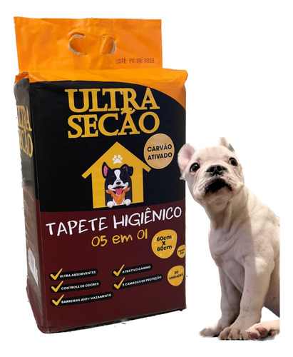 Tapete Higiênico Ultra Secão Carvão Ativado 60x60 30un