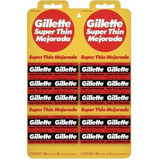 Gillette Super Thin Mejorada Roja 20 X 5 Hoja De Afeitar - Filo Simple Acero Inoxidable - Blister 20 Cajas De 5 Unidades C/u