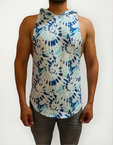 Playera Tank Top Corte Olimpico Con Gorro Gym Box Tie Dye