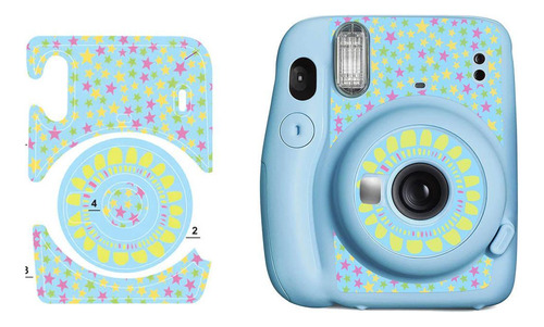 Adesivo Estrelas Para Câmera Instax Mini 11 - Fundo Azul