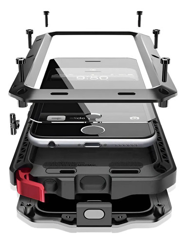Funda Uso Rudo Para iPhone 6 6s 7 8 Plus Metal Caucho +mica