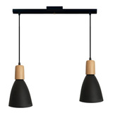 Colgante 2 Luces Con Madera Living Cocina Escandinavo E27