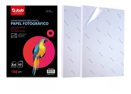 Papel Foto Glossy Adesivo 180g A4 500 Folhas Oferta Jato 