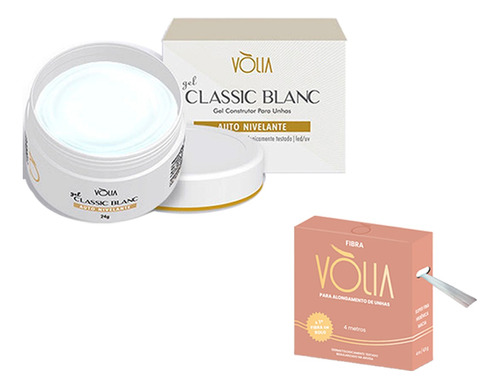 Volia Kit Gel Capa Base Nude Pink Escolha Cor + Fibra Vidro