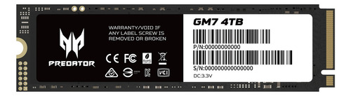 Unidad De Estado Solido Nvme M.2 Predator Gm7 4tb Pcie 4.0