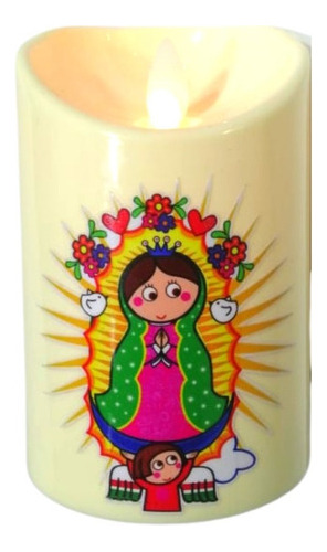 Vela Con Virgen De Guadalupe  Decoración Veladoras Luz Led 