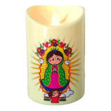 Vela Con Virgen De Guadalupe  Decoración Veladoras Luz Led 