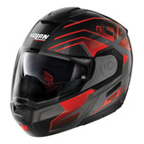 Casco Abatible De Moto Nolan N90-3 Comeback 44 Negro/ Rojo Tamaño Del Casco M (57-58cm)