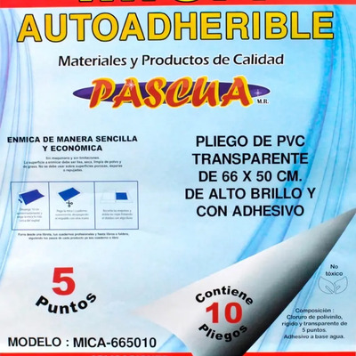 Paquete 10 Pliegos Mica Adhesiva Gruesa 66x50cm | MercadoLibre